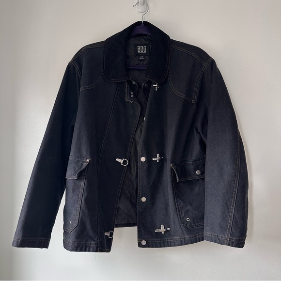 BDG Charles Canvas Duffle Jacket Black Small Oversized Chore Barn Toggle Jacket - Picture 4 of 12